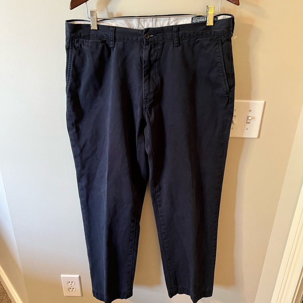 Navy Blue Polo Ralph Lauren Cotton Chinos Pants Size 35/30 (Fit 33 or 34 Waist)